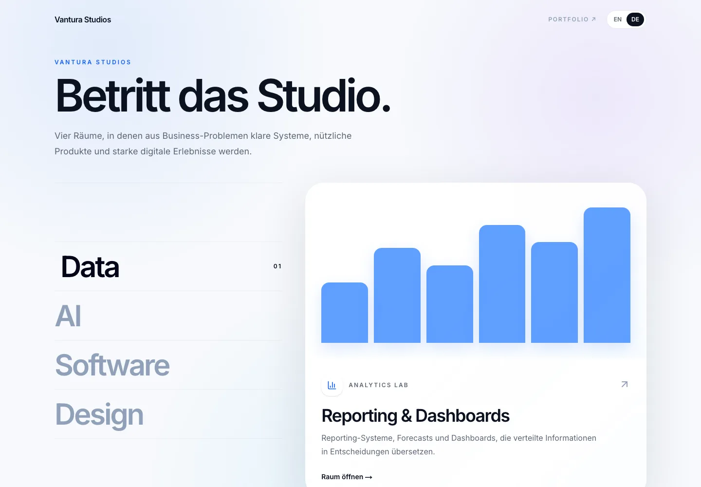 Startseite von Vantura Studios